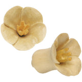 0G Organic Crocodile Wood Flower Hand Carved Plug Set