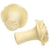 4G Organic White Crocodile Wood Rose Flower Hand Carved Plug Set