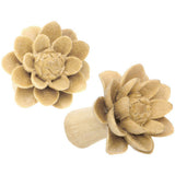 2G Organic Crocodile Wood Lily Hand Carved Plug Set