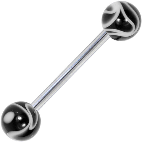 Black MARBLE Barbell Tongue Ring