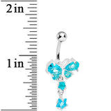 Aqua Crystal Butterfly Starshine Dangle Belly Ring