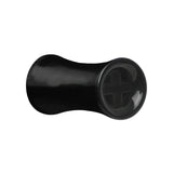 6G Double Flare Black Titanium Hollow Divine Cross Tunnel Plug