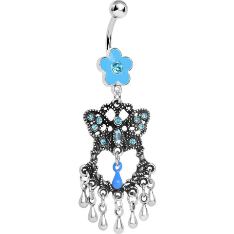 Blue Gem Butterfly Chandelier Belly Ring