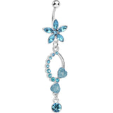 Blue Gem Flirty Flower Drop Belly Ring