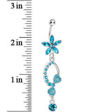 Blue Gem Flirty Flower Drop Belly Ring