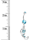 Aqua Gem Twisted Leaf Belly Ring