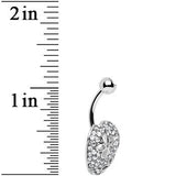 Clear Cubic Zirconia Paved Floral Heart Belly Ring