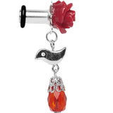4G Steel Red Rose Flower Songbird Dangle Plug