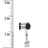 Black Rose Flower Skull Crossbones Dangle Plug Sizes 5mm to 12mm
