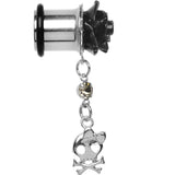 Black Rose Flower Skull Crossbones Dangle Plug Sizes 5mm to 12mm