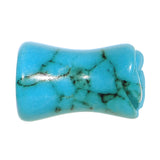 2G Natural Blue Turquoise Blooming Flower Stone Saddle Plug