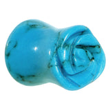 0G Natural Blue Turquoise Blooming Flower Stone Saddle Plug