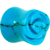 00G Natural Blue Turquoise Blooming Flower Stone Saddle Plug