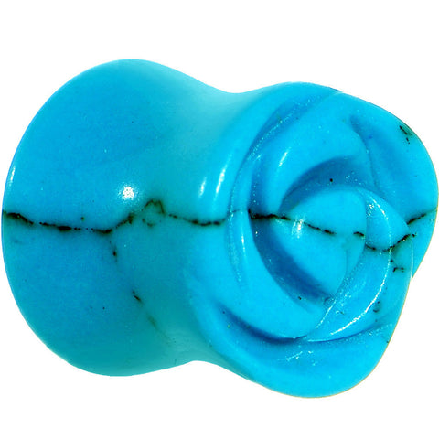 00G Natural Blue Turquoise Blooming Flower Stone Saddle Plug