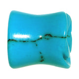 00G Natural Blue Turquoise Blooming Flower Stone Saddle Plug