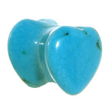 0G Natural Blue Turquoise Sweet Heart Stone Saddle Plug