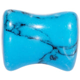 00G Natural Blue Turquoise Sweet Heart Stone Saddle Plug