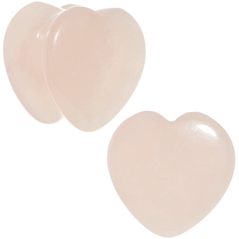 9/16  Natural Rose Quartz Sweet Heart Stone Saddle Plug Set