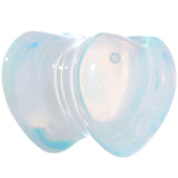 0G Natural Opalite Semi Precious Stone Heart Saddle Plug Set