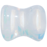 0G Natural Opalite Semi Precious Stone Heart Saddle Plug Set