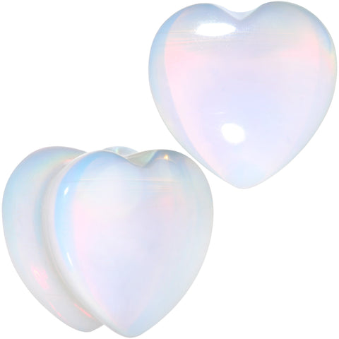 5/8 Natural Opalite Sweet Heart Stone Saddle Plug Set
