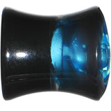 0G Black Acrylic Aqua Rose Flower Saddle Plug Set