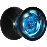 0G Black Acrylic Aqua Rose Flower Saddle Plug Set
