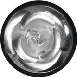 18mm Black Acrylic Silver Metallic Rose Flower Plug