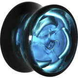 18mm Black Acrylic Aqua Metallic Rose Flower Plug
