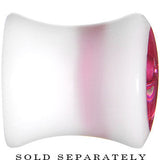 0G White Acrylic Pink Metallic Rose Flower Plug