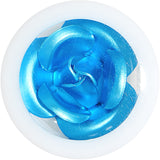 9/16 White Acrylic Aqua Metallic Rose Flower Plug