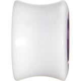 9/16 White Acrylic Purple Metallic Rose Flower Plug