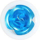 5/8 White Acrylic Aqua Metallic Rose Flower Plug
