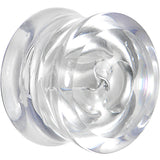 9/16 Clear Acrylic Floating Silver Metallic Rose Flower Plug
