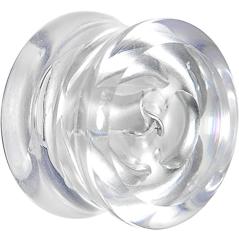 9/16 Clear Acrylic Floating Silver Metallic Rose Flower Plug