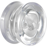 18mm Clear Acrylic Floating Silver Metallic Rose Flower Plug