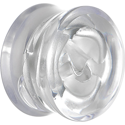 18mm Clear Acrylic Floating Silver Metallic Rose Flower Plug