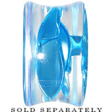 18mm Clear Acrylic Floating Aqua Metallic Rose Flower Plug