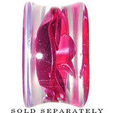 18mm Clear Acrylic Floating Pink Metallic Rose Flower Plug