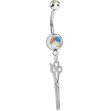 Aurora Gem Hairstylist Scissors Dangle Belly Ring