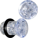 0G Clear Crackled Glass Acrylic Plug