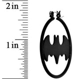 Black Matte Logo Batman Hoop Earrings