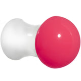 2G White Neon Pink Acrylic Saddle Plug