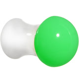 2G White Neon Green Acrylic Saddle Plug