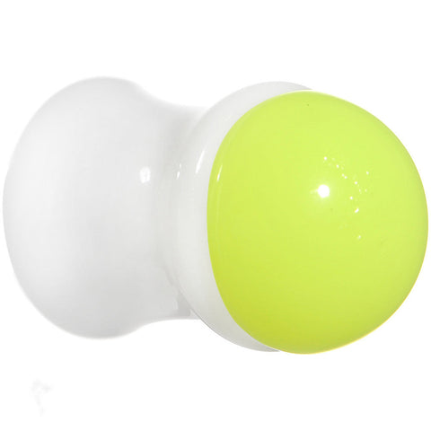0G White Neon Yellow Acrylic Saddle Plug