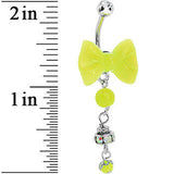 Aurora Gem Yellow Neon Bow Dangle Belly Ring