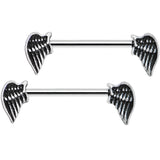 14G 5/8 Angles Wings Barbell Nipple Ring Set