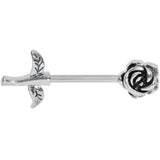 14G 5/8 Sprouting Rose Flower Barbell Nipple Ring Set