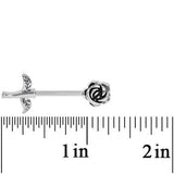 14G 5/8 Sprouting Rose Flower Barbell Nipple Ring Set