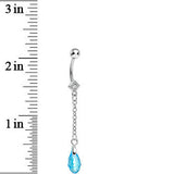 Chic Aqua Gem Chain Dangle Belly Ring